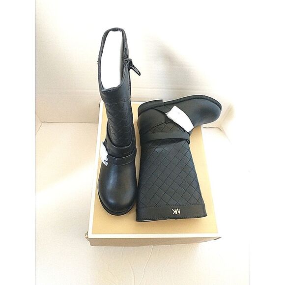 New! MICHAEL KORS Toddler Girls Black Quilted Tall Boots Riding Boots Size 7 - Picture 8 of 11